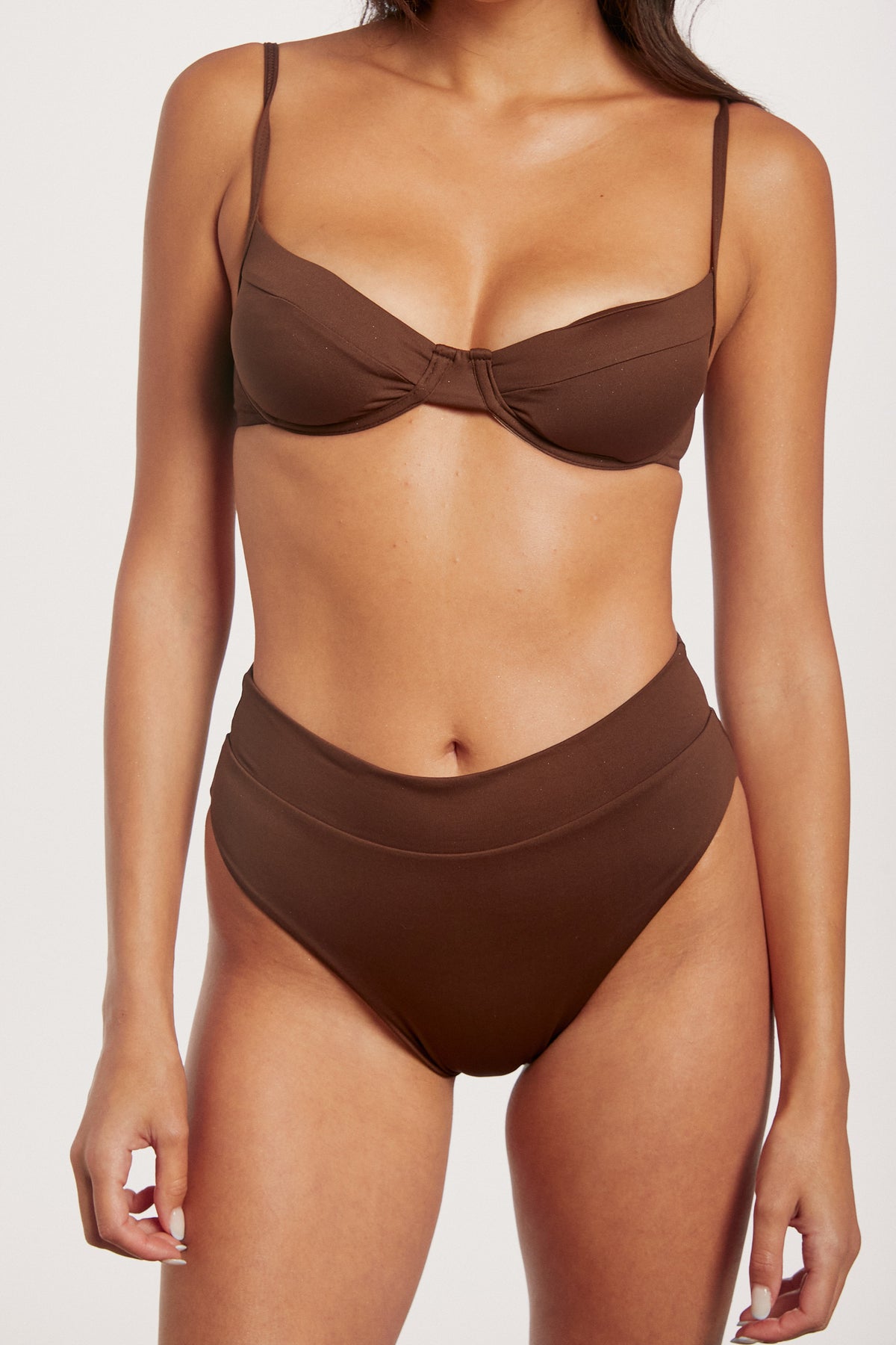 High waist brown bikini bottom