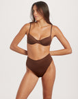 High waist brown bikini bottom